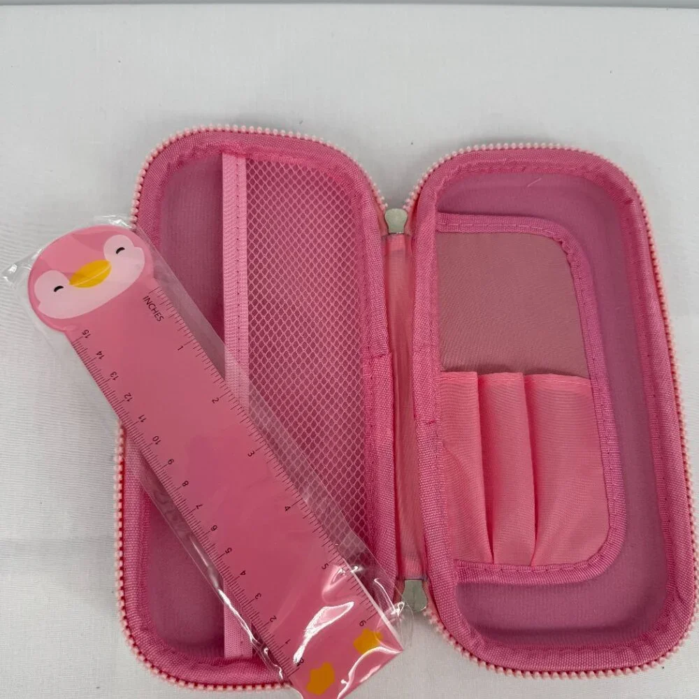 Miniso Pink Penguin Case w/ Ruler